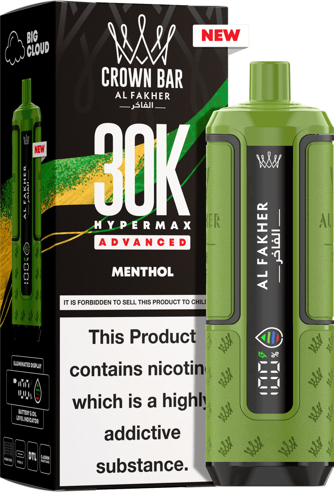Al Fakhar prefilled pod kit pack of 5 displaying product details & flavour menthol