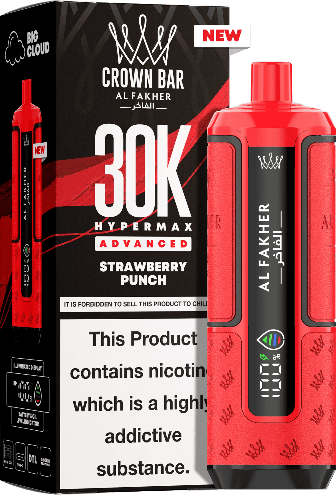 Al Fakhar prefilled pod kit pack of 5 displaying product details & flavour strawberry-punch