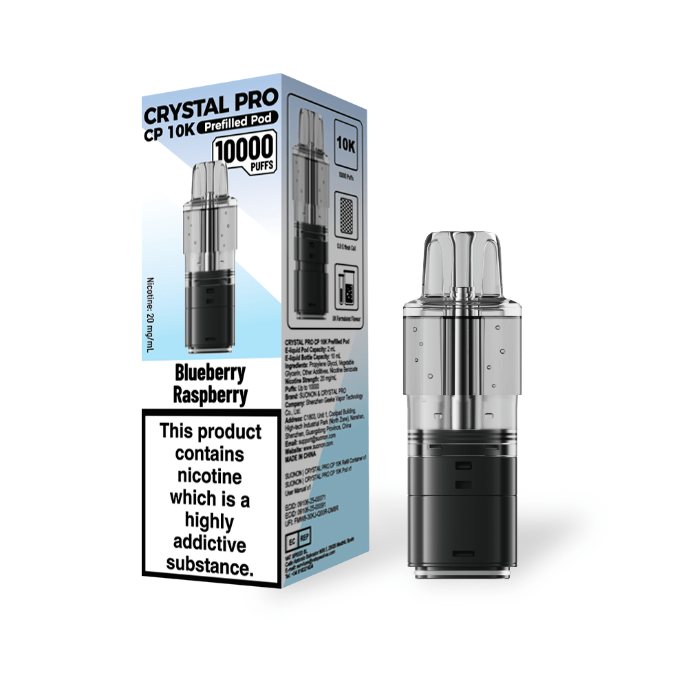 Crystal Pro CP 10k Replacement Pods Box of 5 Blue Raspberry