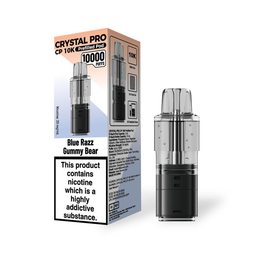 Crystal Pro CP 10k Replacement Pods Box of 5 Blue Razz GB