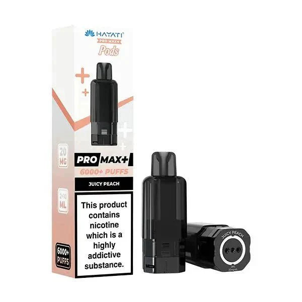 Hayati Pro Max Plus 6000 Prefilled Pods Box of 5 Juicy Peach