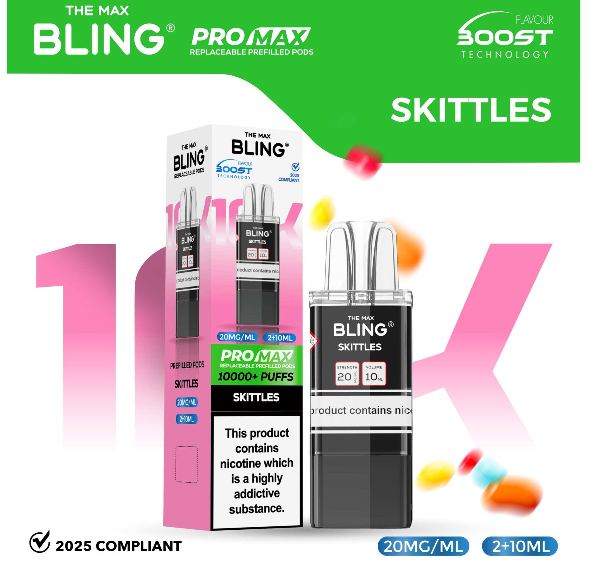 The Bling 10k Pro Max Replacement Pods (BOX OF 5) Skittles