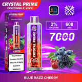Crystal Prime 7000 Disposable Vape Box of 10 with Blue Razz Cherry flavour