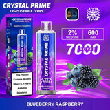 Crystal Prime 7000 Disposable Vape Box of 10 with Blueberry Raspberry flavour