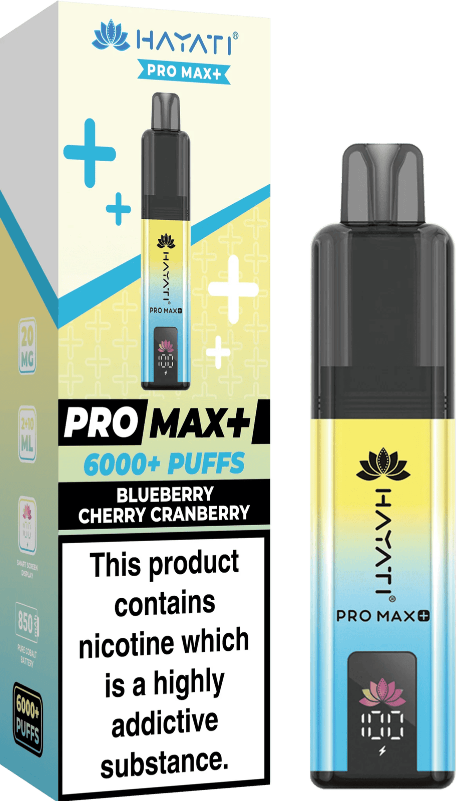 Hayati Pro Max Plus 6000 Vape Box of 5, Blueberry Cherry Cranberry Flavour