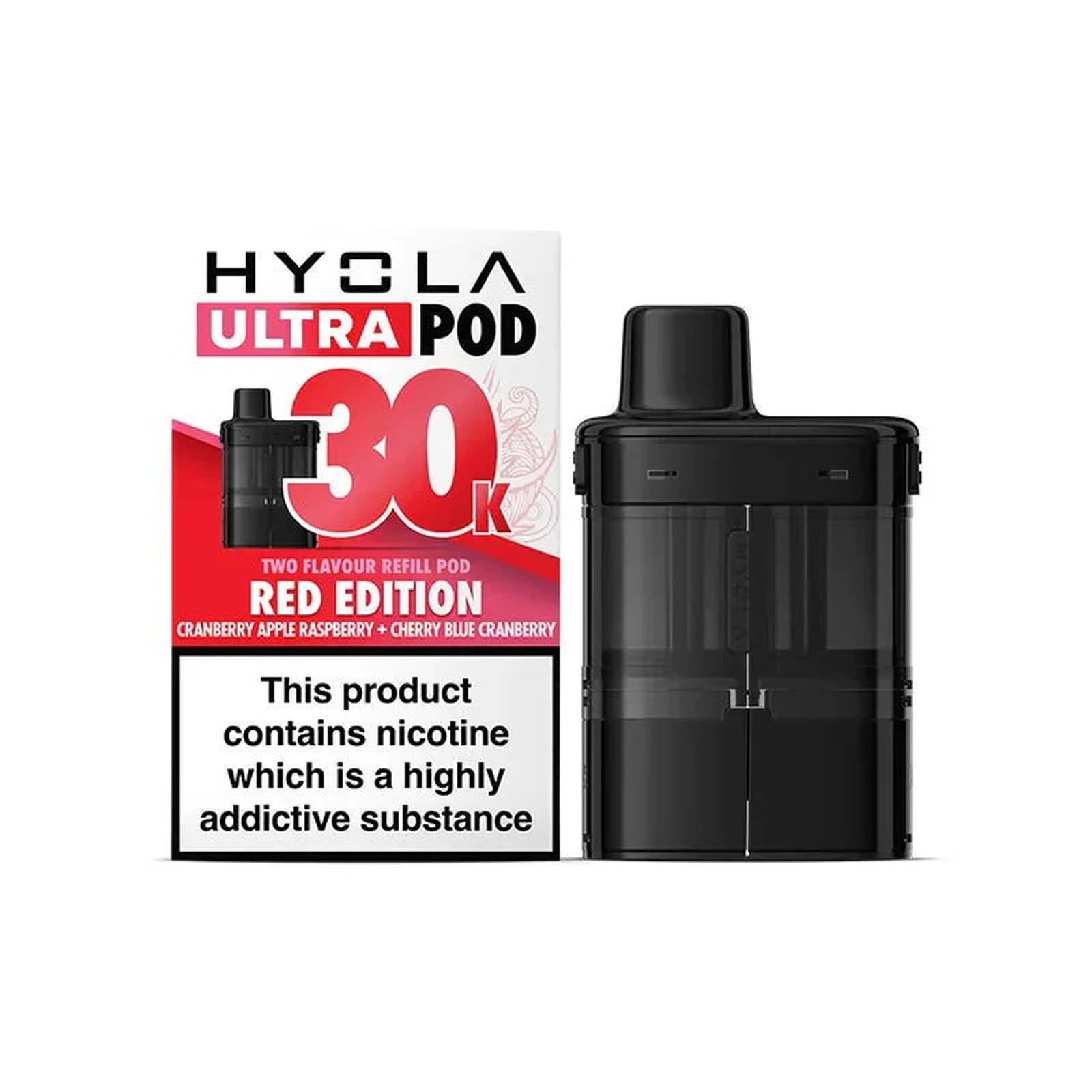 Hyola Ultra 30k Prefilled Pods Pack of 5, Cranberry Apple Raspberry, Cherry Blue Cranberrry Flavour