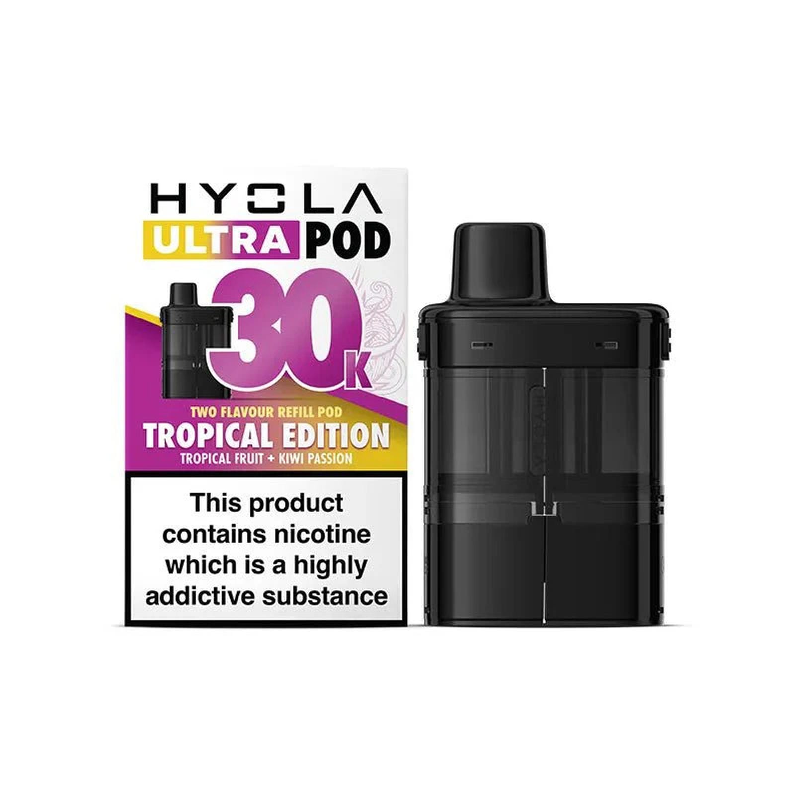Hyola Ultra 30k Prefilled Pods Pack of 5, Tropical Fruit, kiwi Passion Flavour