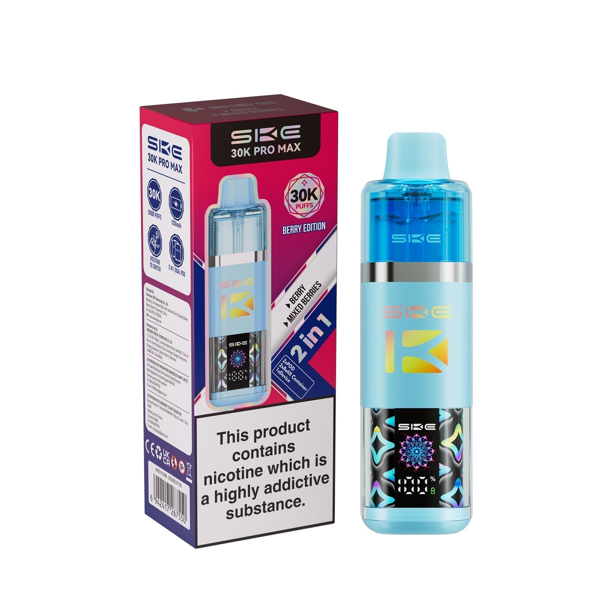 SKE 30k Pro Max Prefilled Vape Kit Box of 5 Berry Edition