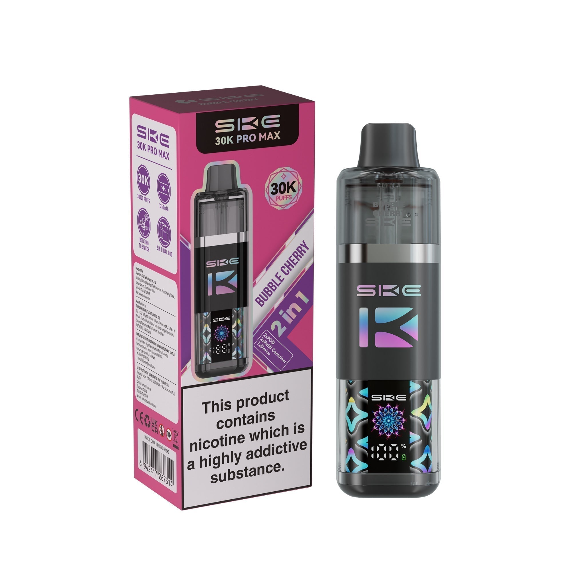 SKE 30k Pro Max Prefilled Vape Kit Box of 5 Bubble Cherry