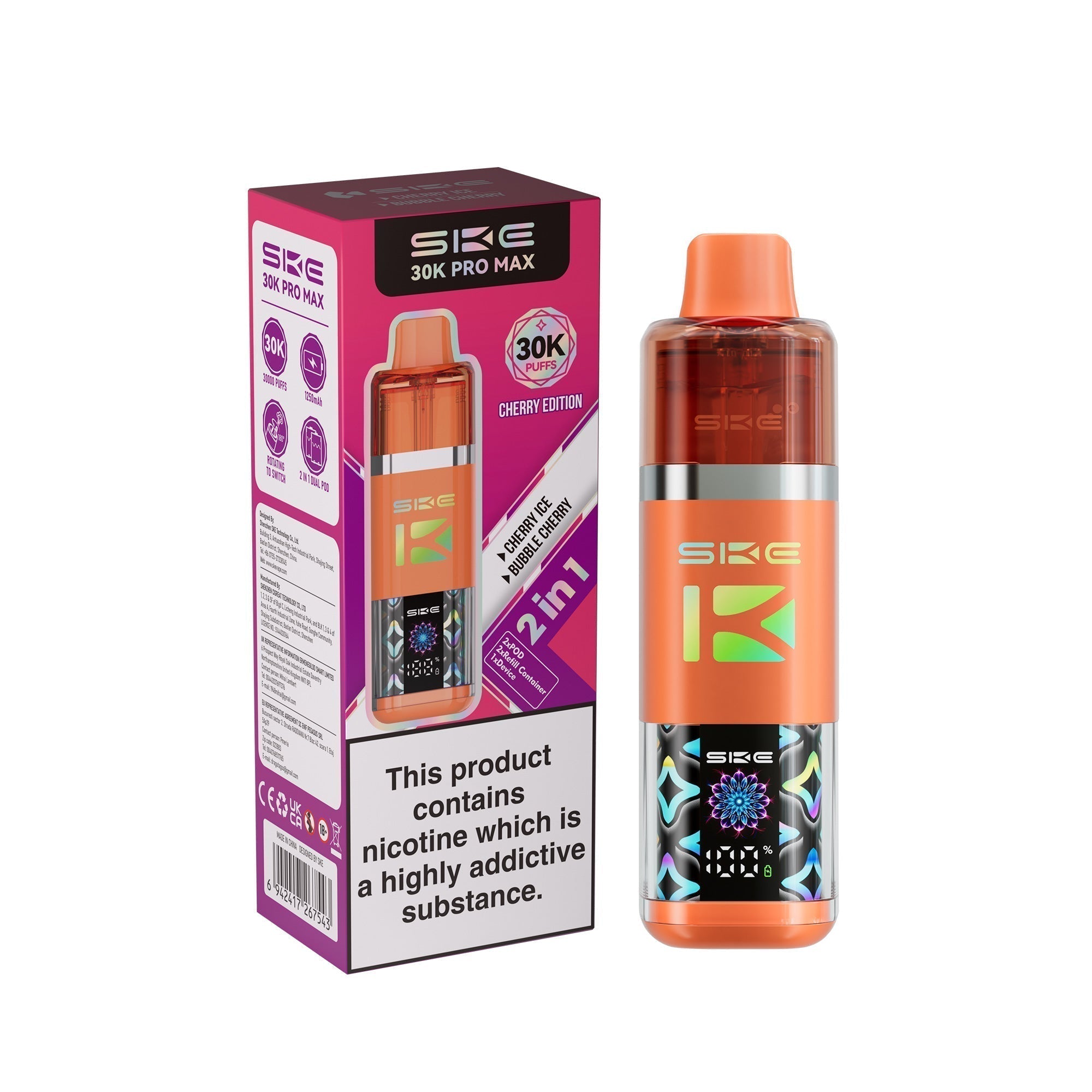 SKE 30k Pro Max Prefilled Vape Kit Box of 5 Cherry Edition