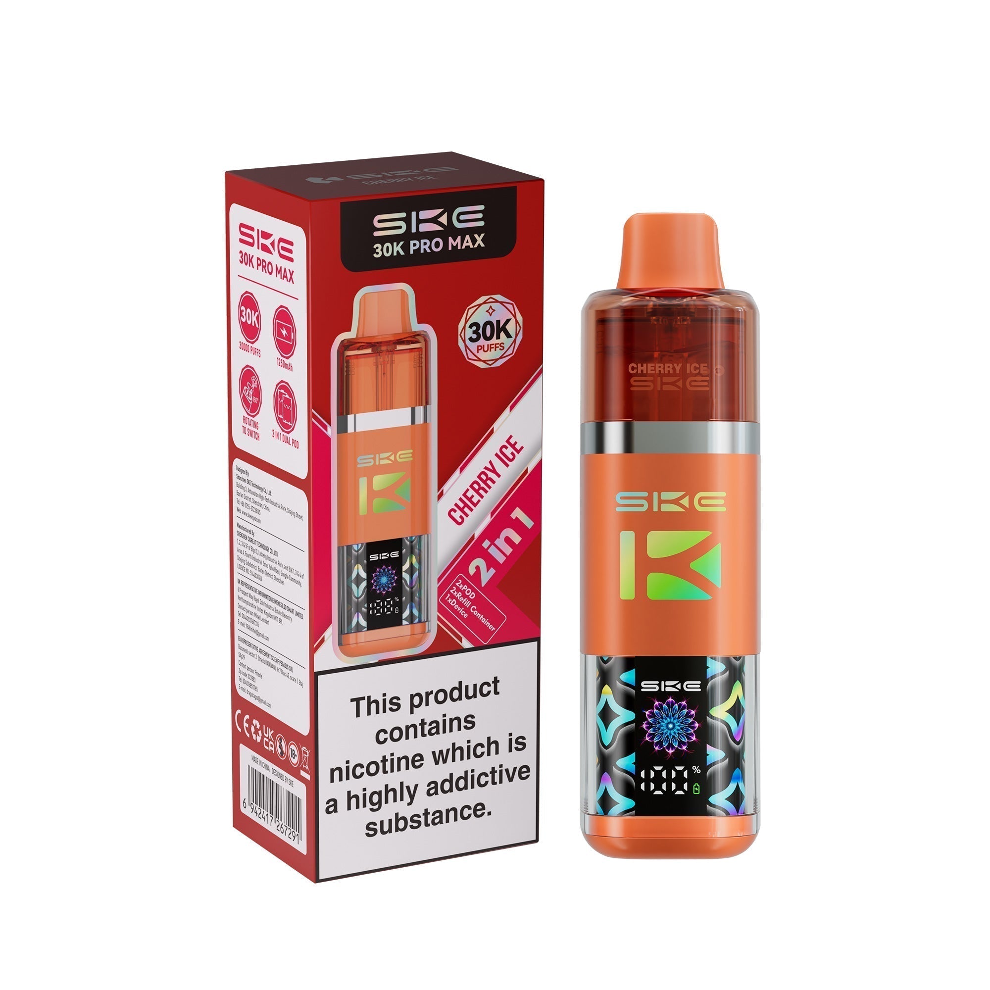 SKE 30k Pro Max Prefilled Vape Kit Box of 5 Cherry Ice