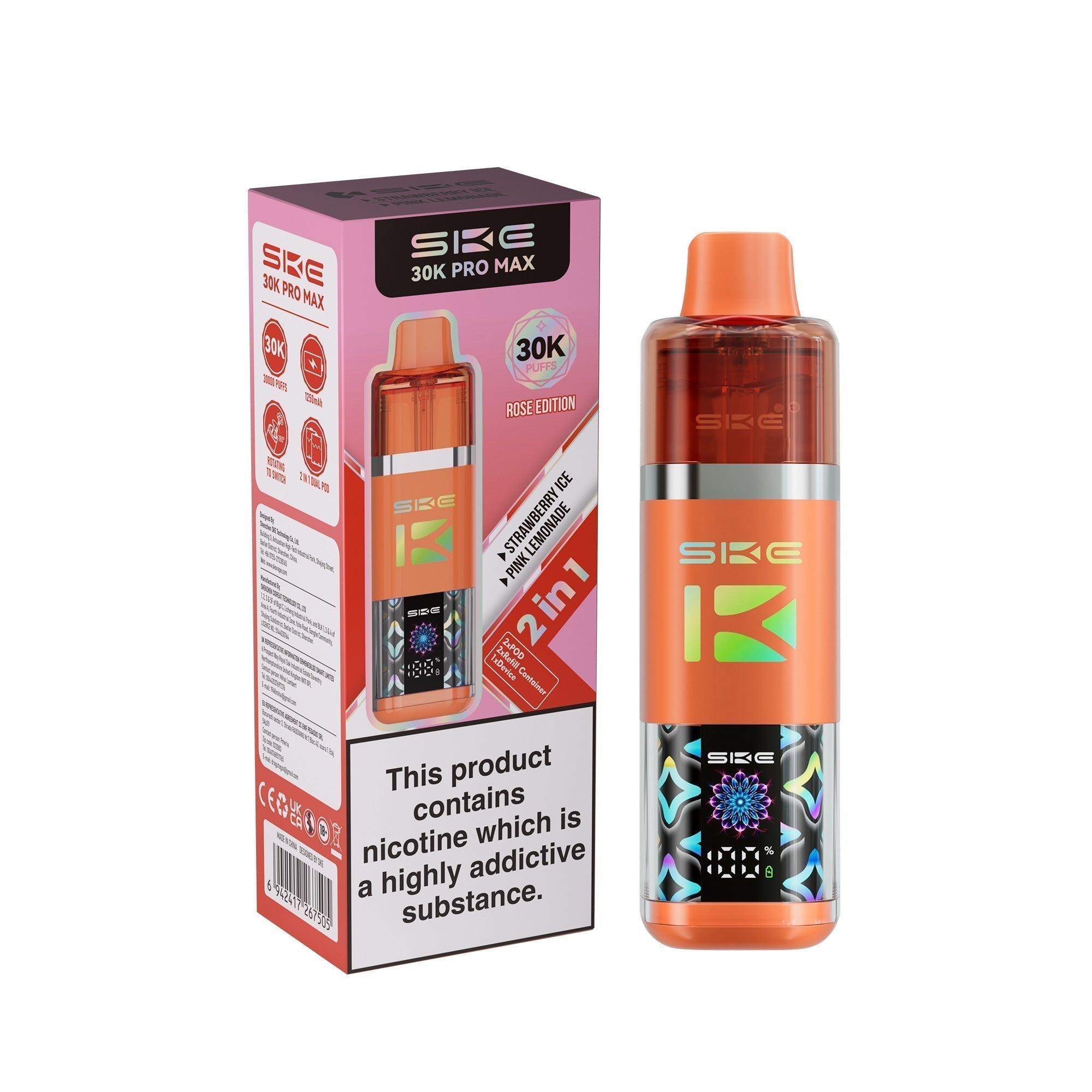 SKE 30k Pro Max Prefilled Vape Kit Box of 5 Rose Edition