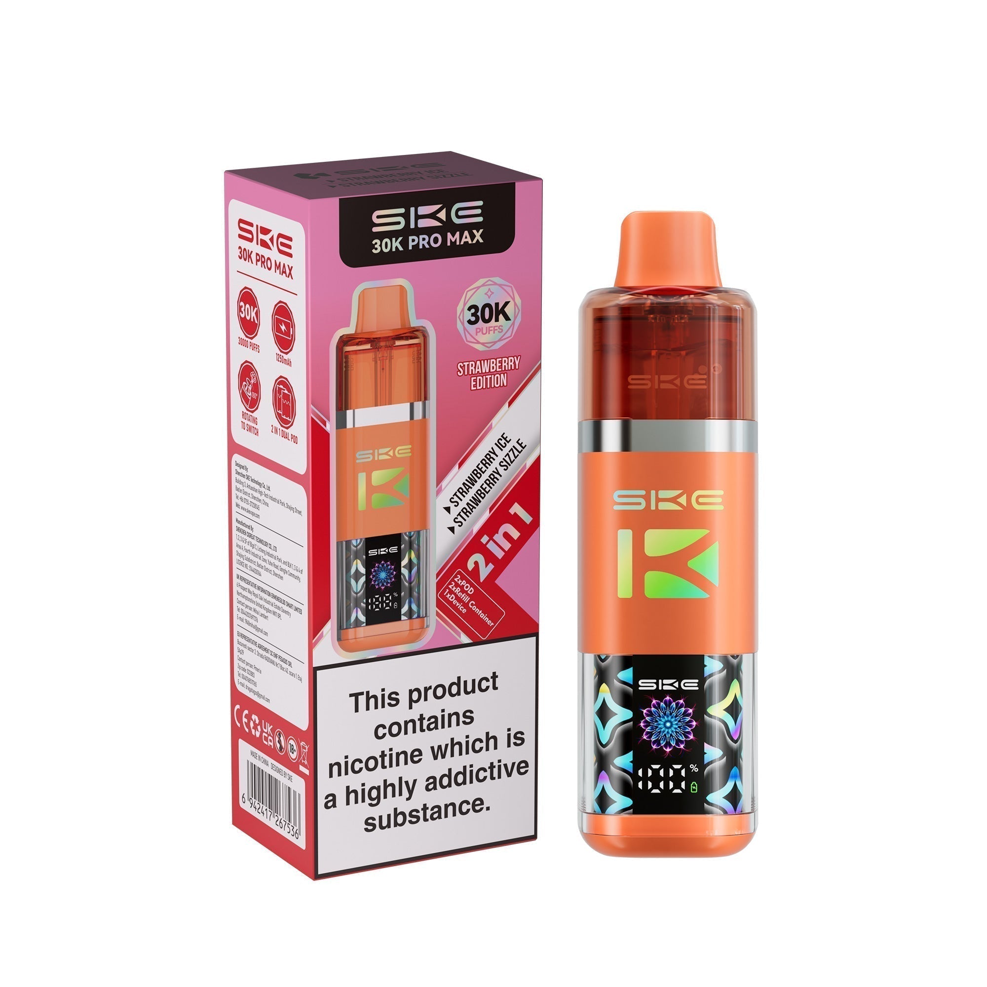 SKE 30k Pro Max Prefilled Vape Kit Box of 5 Strawberry Edition