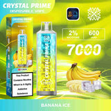 Crystal Prime 7000 Disposable Vape Box of 10 with Banana Ice flavour
